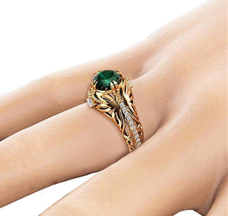 Goldenchen Fashion Jewelry 14k Gold Filled Emerald Diamond Ring Women Anniversary Engagement Wedding Gemstone Ring (8) - Image 1